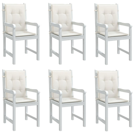 VidaXL Stuhlkissen 6 Stück niedrige Rückenlehne 100x50x4 cm Stoff gemischt creme