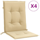 Vidaxx Stuhlkissen 4 Stück niedrige Rückenlehne 100x50x4 cm Stoff beige gemischt