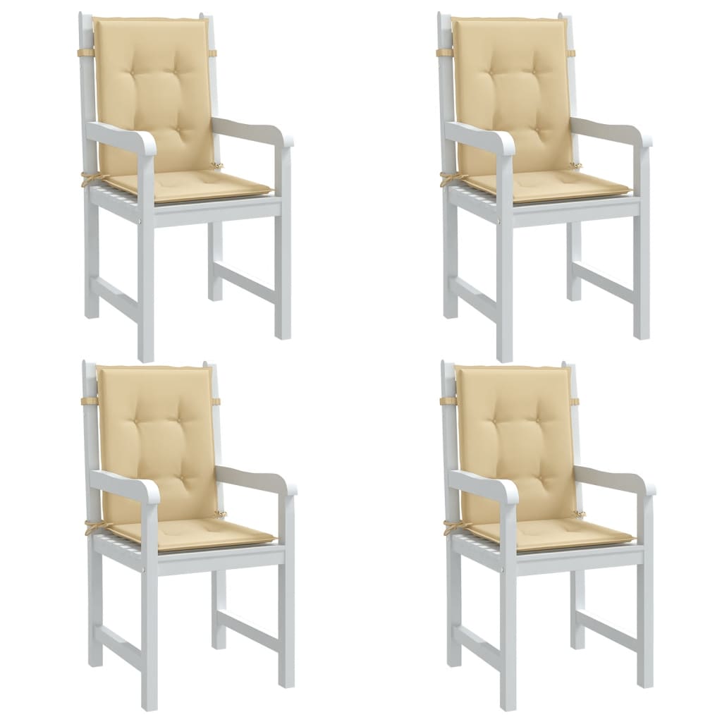 Vidaxx Stuhlkissen 4 Stück niedrige Rückenlehne 100x50x4 cm Stoff beige gemischt