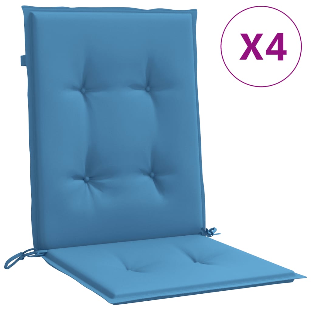 Vidaxx Stuhlkissen 4 Stück niedrige Rückenlehne 100x50x4 cm Stoff blau gemischt