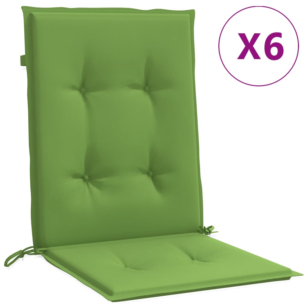Vidaxx Stuhlkissen 6 Stück niedrige Rückenlehne 100x50x4 cm Stoff grün gemischt