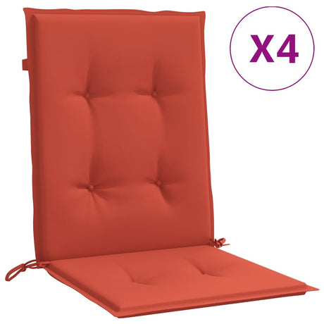 VidaXL Stuhlkissen 4 Stück niedrige Rückenlehne 100x50x4 cm Stoff rot gemischt