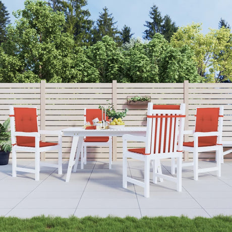 VidaXL Stuhlkissen 4 Stück niedrige Rückenlehne 100x50x4 cm Stoff rot gemischt