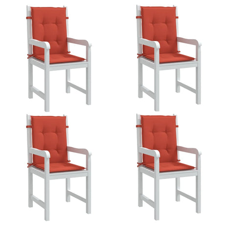 VidaXL Stuhlkissen 4 Stück niedrige Rückenlehne 100x50x4 cm Stoff rot gemischt