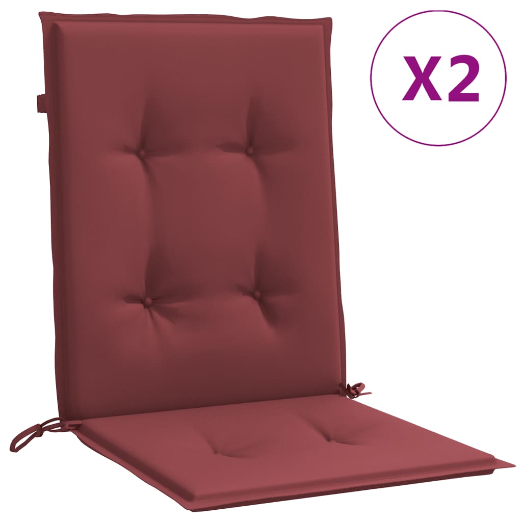 Vidaxx Stuhlkissen 2 Stück niedrige Rückenlehne 100x50x4 cm Stoff weinrot gemischt