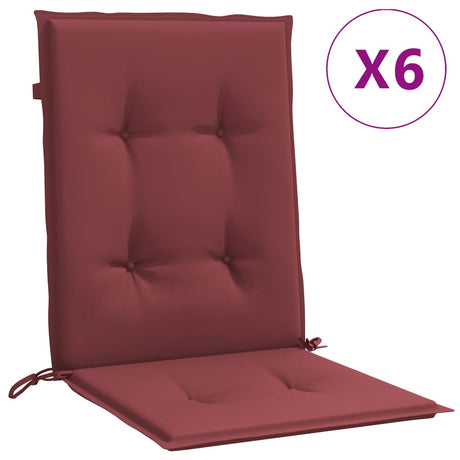 Vidaxx Stuhlkissen 6 Stück niedrige Rückenlehne 100x50x4 cm Stoff weinrot gemischt