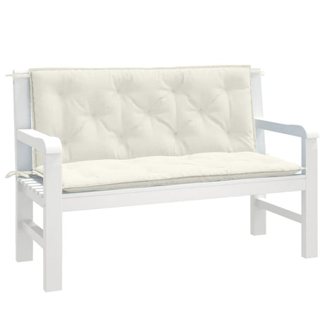 Vidaxx Gartenbankauflagen 2 Stück 120x50x7 cm Stoff gemischt creme