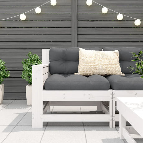 Vidaxl tuinbank met armleuning en kussen massief grenenhout wit