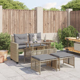 Vidaxl 4-delige loungeset met kussens poly rattan en glas beige