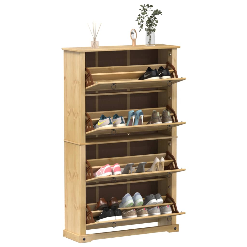 VidaXL Schuhschrank Corona 99x32x163,5 cm massives Kiefernholz