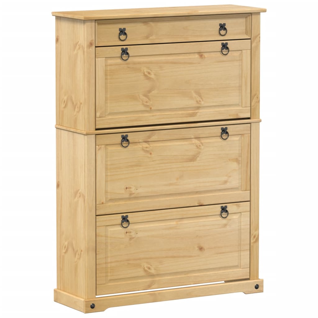 VidaXL Schuhschrank Corona 99x32x138 cm massives Kiefernholz