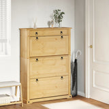 VidaXL Schuhschrank Corona 99x32x138 cm massives Kiefernholz