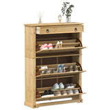 VidaXL Schuhschrank Corona 99x32x138 cm massives Kiefernholz