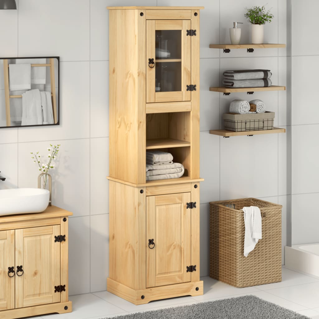 Vidaxl badkamerkast corona 50x40x185 cm massief grenenhout