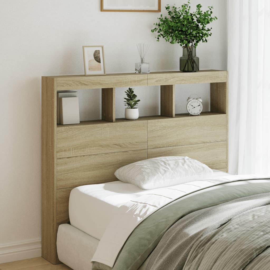 Vidaxl hoofdbordkast met led-verlichting 120x17x102 cm sonoma eiken