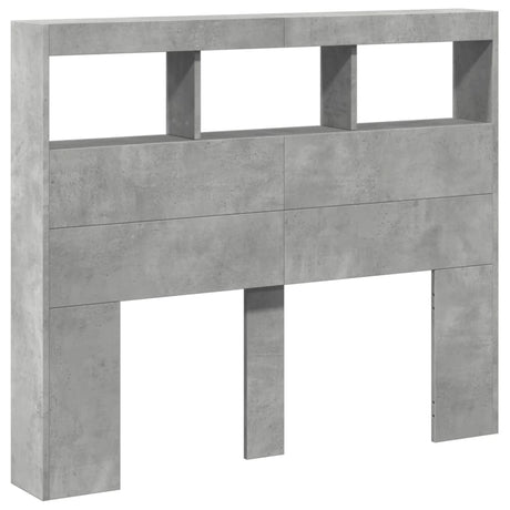 Vidaxl hoofdbordkast met led-verlichting 120x17x102 cm betongrijs