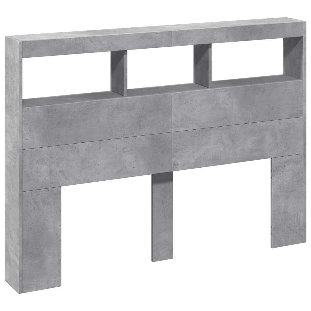 Vidaxl hoofdbordkast met led-verlichting 140x17x102 cm betongrijs