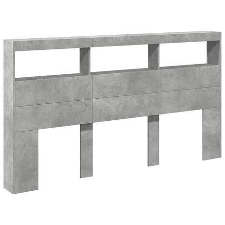 Vidaxl hoofdbordkast met led-verlichting 180x17x102 cm betongrijs