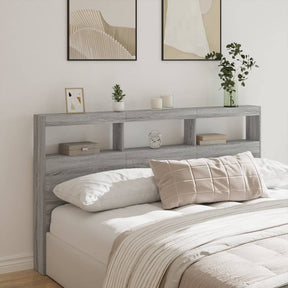Vidaxl hoofdbordkast met led-verlichting 180x17x102 cm grijs sonoma
