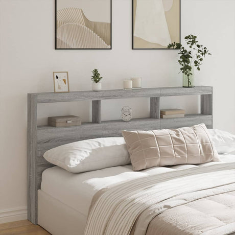 Vidaxl hoofdbordkast met led-verlichting 180x17x102 cm grijs sonoma