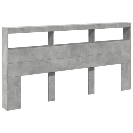 Vidaxl hoofdbordkast met led-verlichting 200x17x102 cm betongrijs