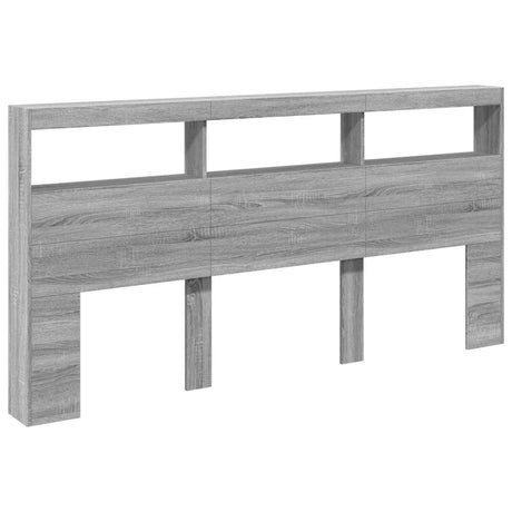 Vidaxl hoofdbordkast met led-verlichting 200x17x102 cm grijs sonoma