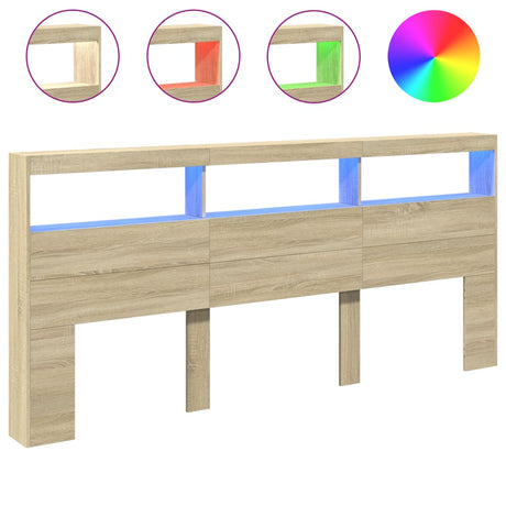 Vidaxl hoofdbordkast met led-verlichting 220x17x102 cm sonoma eiken