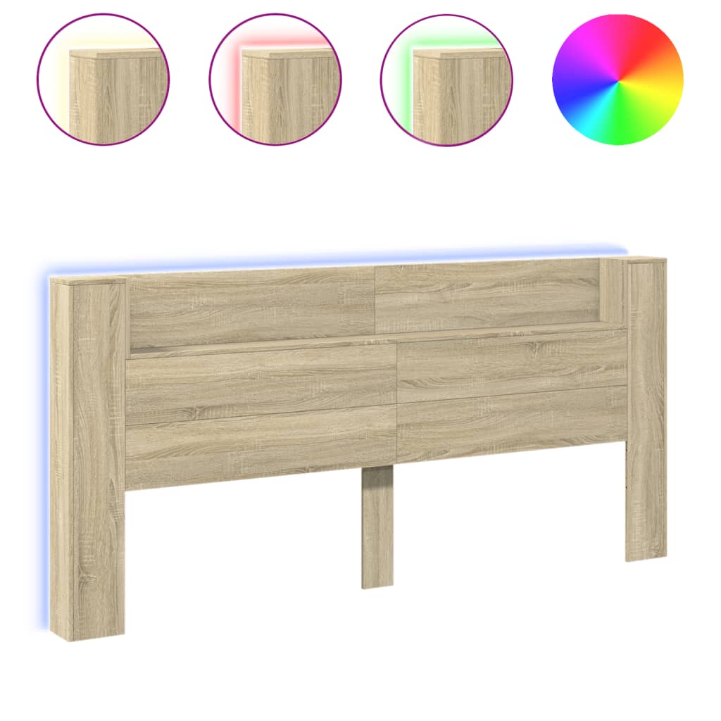 Vidaxl hoofdbordkast met led 220x16,5x103,5 cm sonoma eikenkleurig