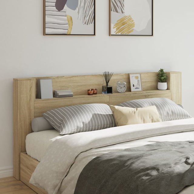 Vidaxl hoofdbordkast met led 220x16,5x103,5 cm sonoma eikenkleurig
