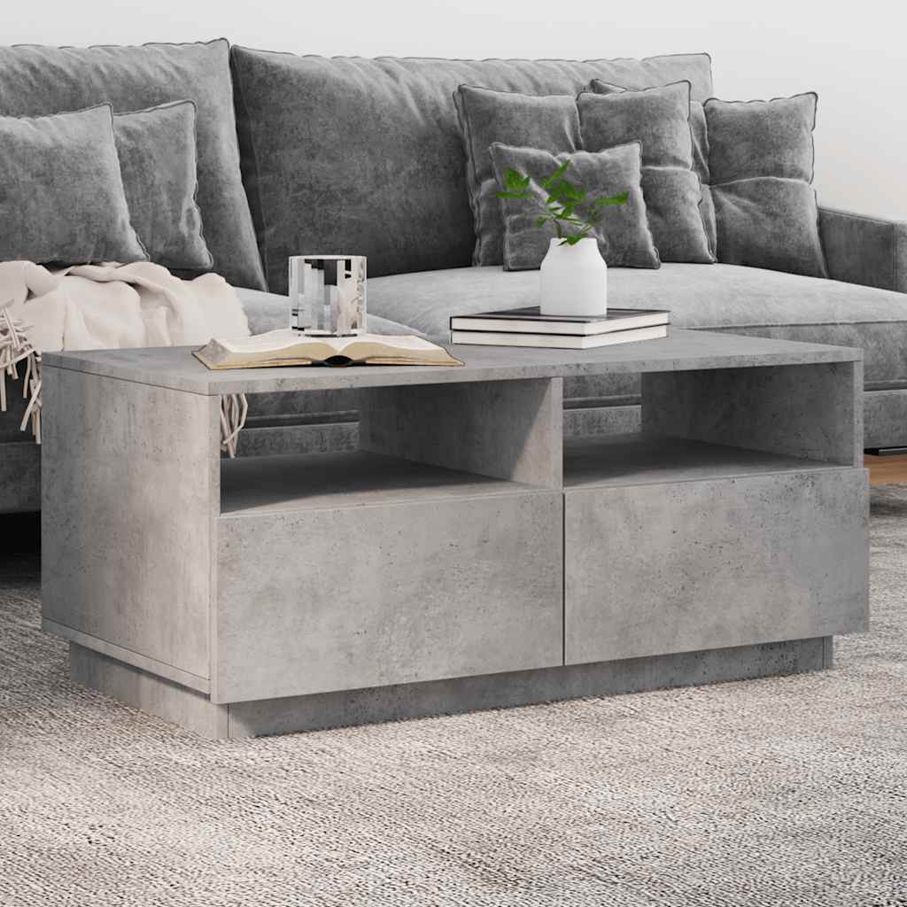 Vidaxl salontafel met led-verlichting 90x49x40 cm betongrijs