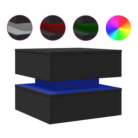 Vidaxl salontafel met led-verlichting 50x50x40 cm zwart