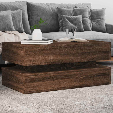 Vidaxl salontafel met led-verlichting 90x50x40 cm bruin eikenkleur