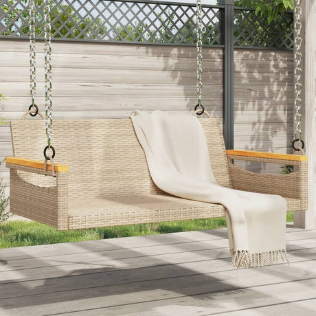 Vidaxl schommelbank 109x62x40 cm poly rattan beige