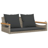 Vidaxl schommelbank met kussens 109x62x40 cm poly rattan grijs