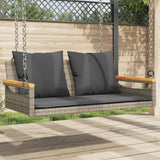Vidaxl schommelbank met kussens 109x62x40 cm poly rattan grijs