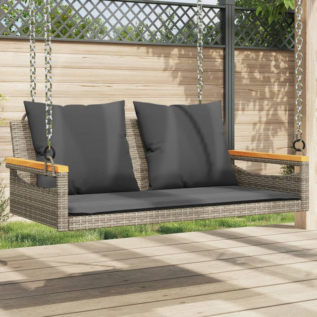 Vidaxl schommelbank met kussens 109x62x40 cm poly rattan grijs
