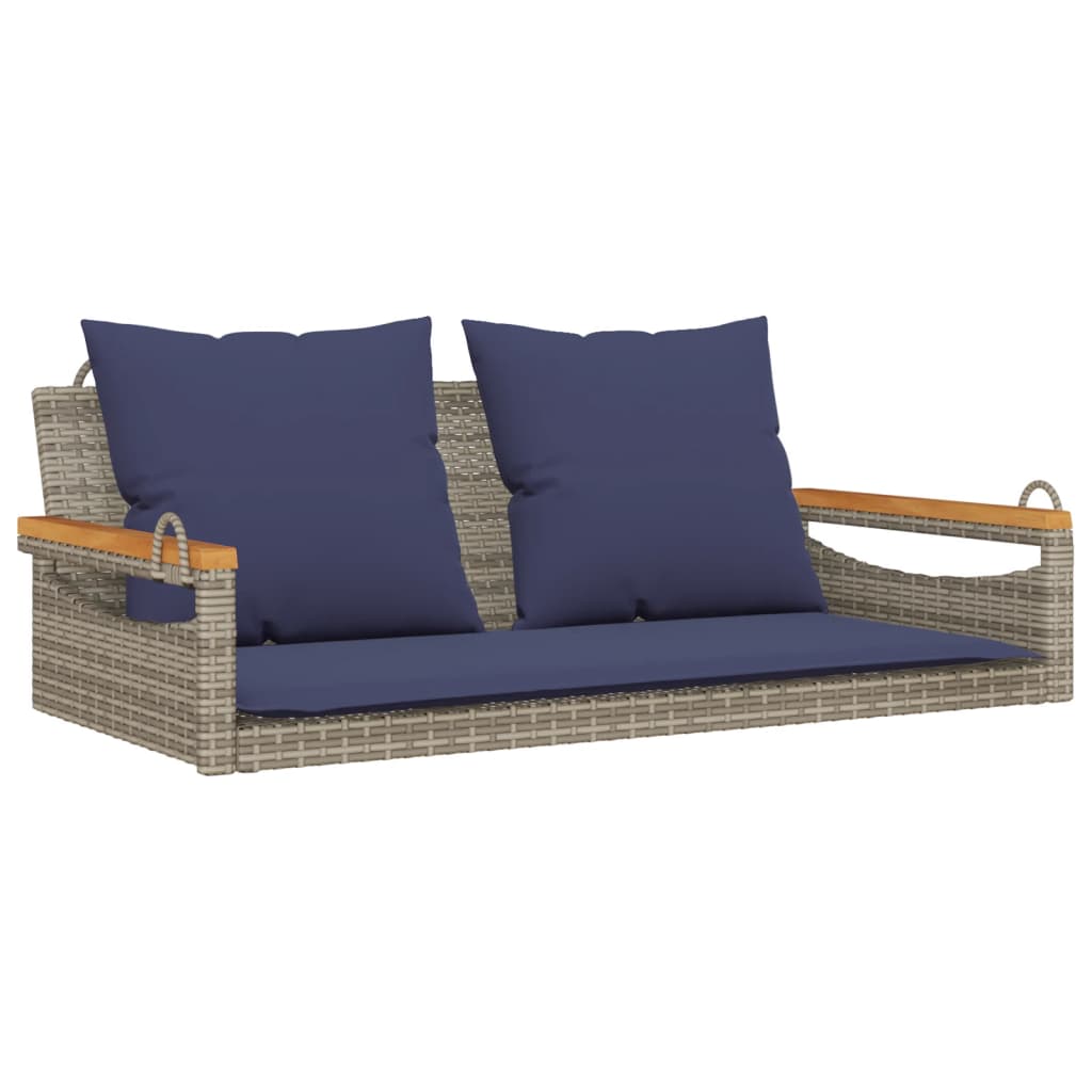 Vidaxl schommelbank met kussens 109x62x40 cm poly rattan grijs