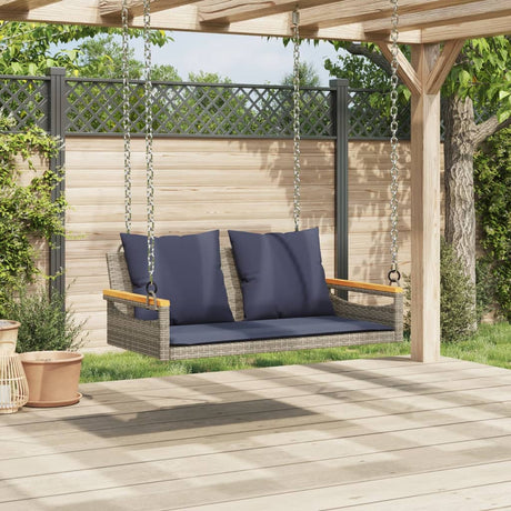 Vidaxl schommelbank met kussens 109x62x40 cm poly rattan grijs