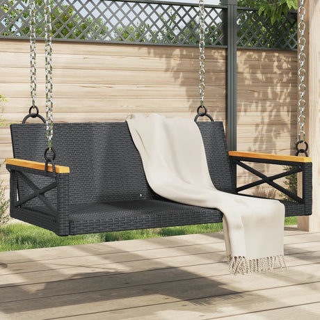 Vidaxl schommelbank 109x62x40 cm poly rattan zwart
