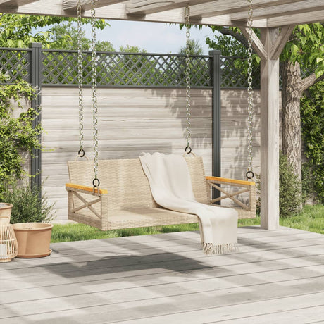 Vidaxl schommelbank 109x62x40 cm poly rattan beige