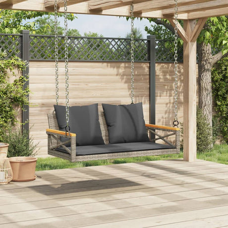 Vidaxl schommelbank met kussens 109x62x40 cm poly rattan grijs