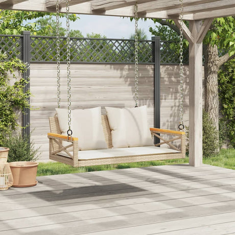 Vidaxl schommelbank met kussens 109x62x40 cm poly rattan beige