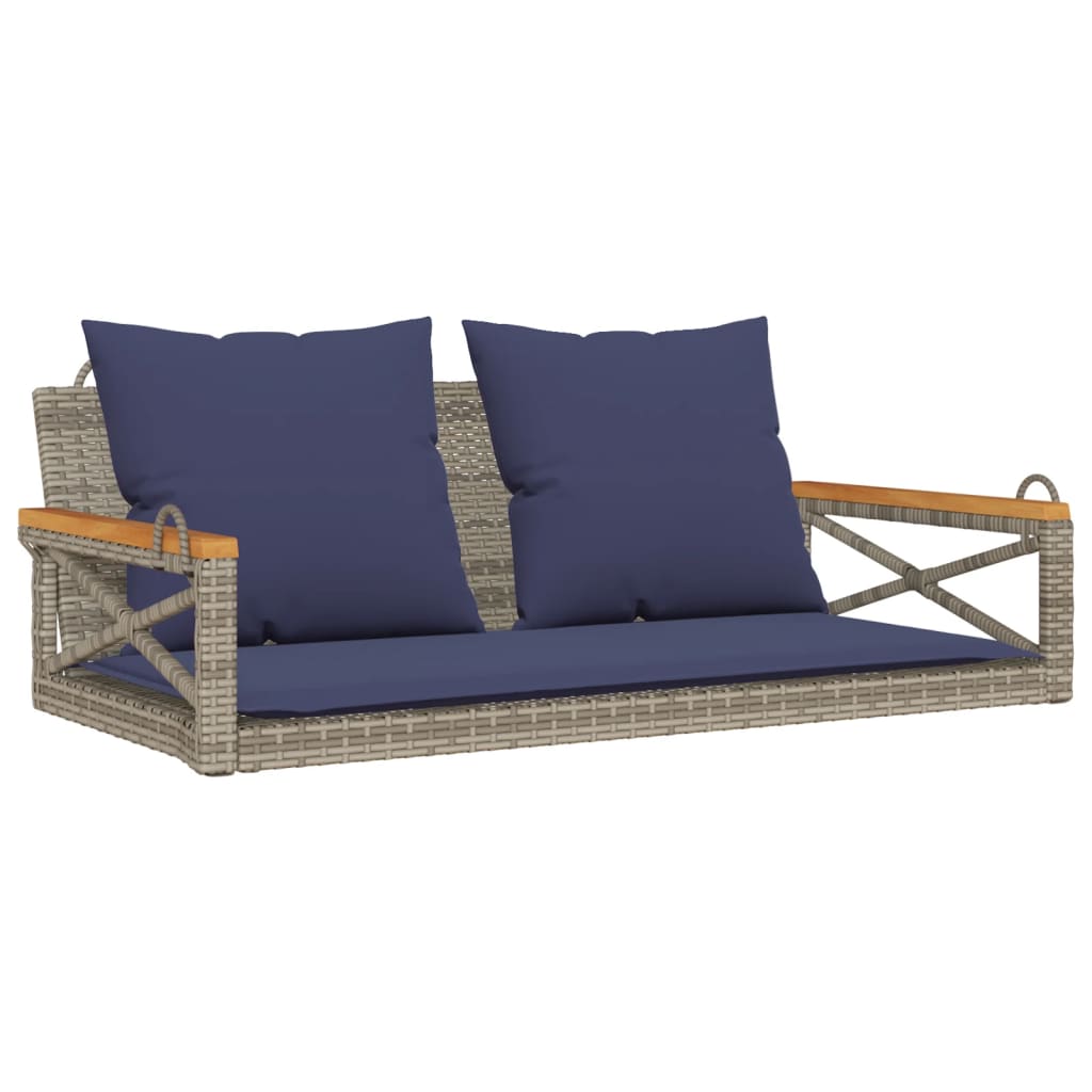 Vidaxl schommelbank met kussens 109x62x40 cm poly rattan grijs