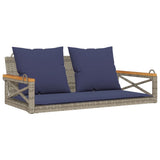 Vidaxl schommelbank met kussens 109x62x40 cm poly rattan grijs