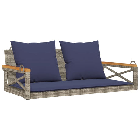 Vidaxl schommelbank met kussens 109x62x40 cm poly rattan grijs