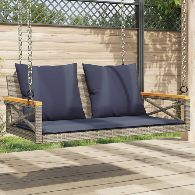 Vidaxl schommelbank met kussens 109x62x40 cm poly rattan grijs