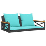 Vidaxl schommelbank met kussens 109x62x40 cm poly rattan zwart