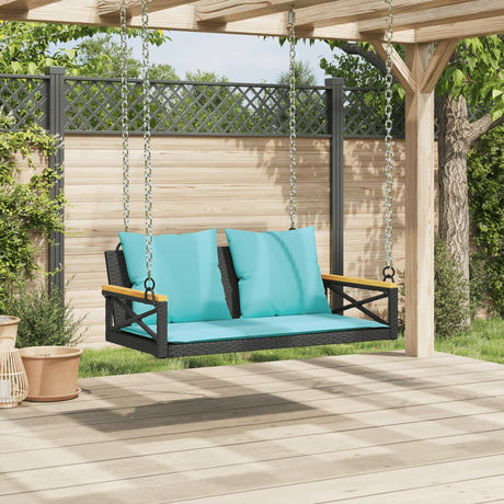 Vidaxl schommelbank met kussens 109x62x40 cm poly rattan zwart