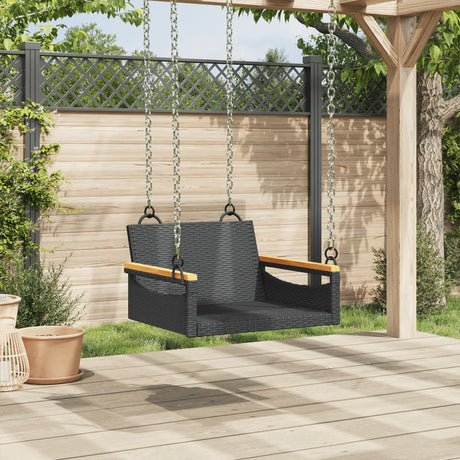 Vidaxl schommelbank 63x62x40 cm poly rattan zwart