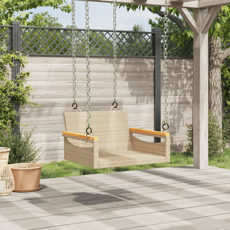 Vidaxl schommelbank 63x62x40 cm poly rattan beige